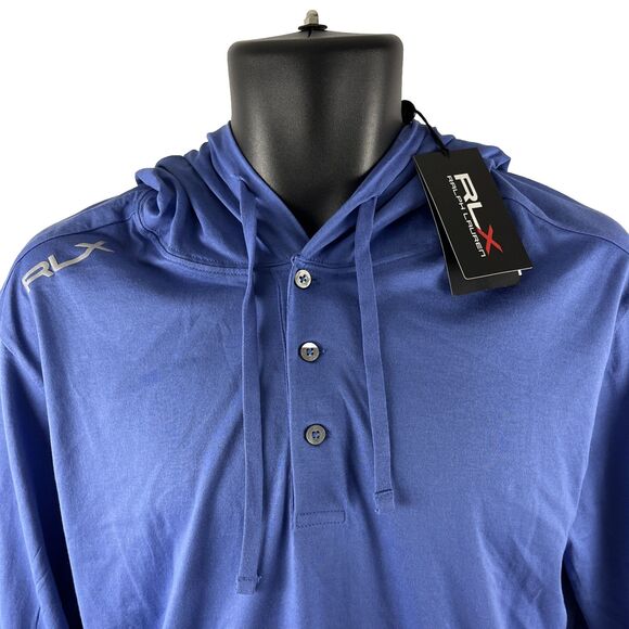 RLX Ralph Lauren Hoodie Mens S Blue Golf Pullover Kangaroo Pocket $198 NEW - Picture 2 of 9